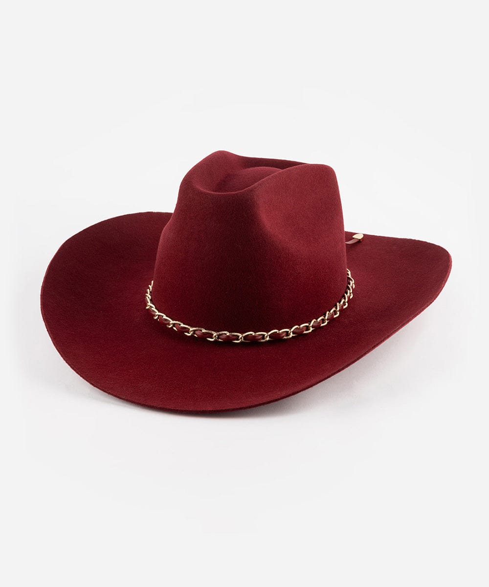 Lane Brick Top Western Hat in Burgundy | Wide Brim Hat for Women display picture 2